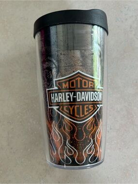 tervis Black Tervis Tumbler with Orange and White Harley-Davidson Flame Logo